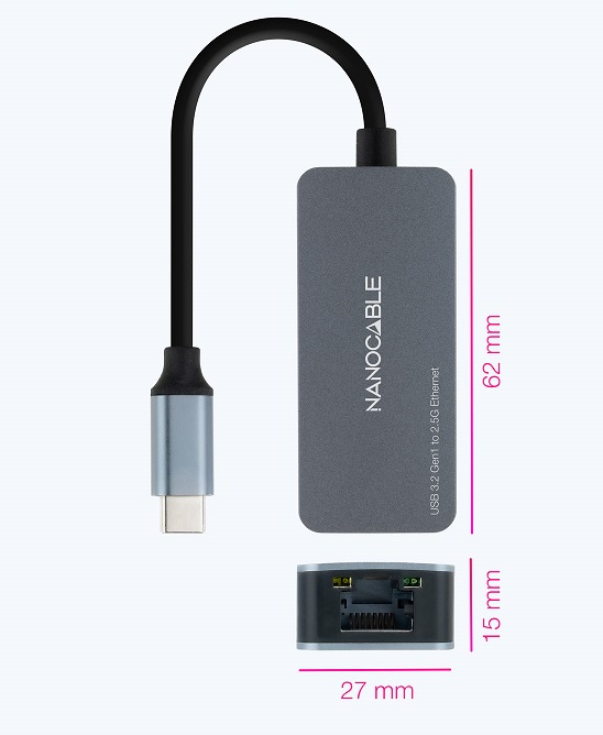 Conversor Nanocable USB-C 3.2 GEN1 para LAN 2.5G 1